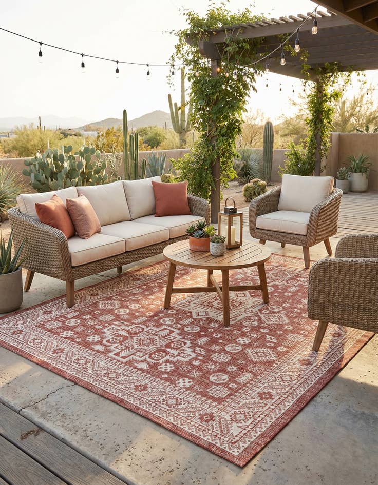 Detail image of 9' x 12' Easy-Clean Aztec Indoor / Outdoor Rug