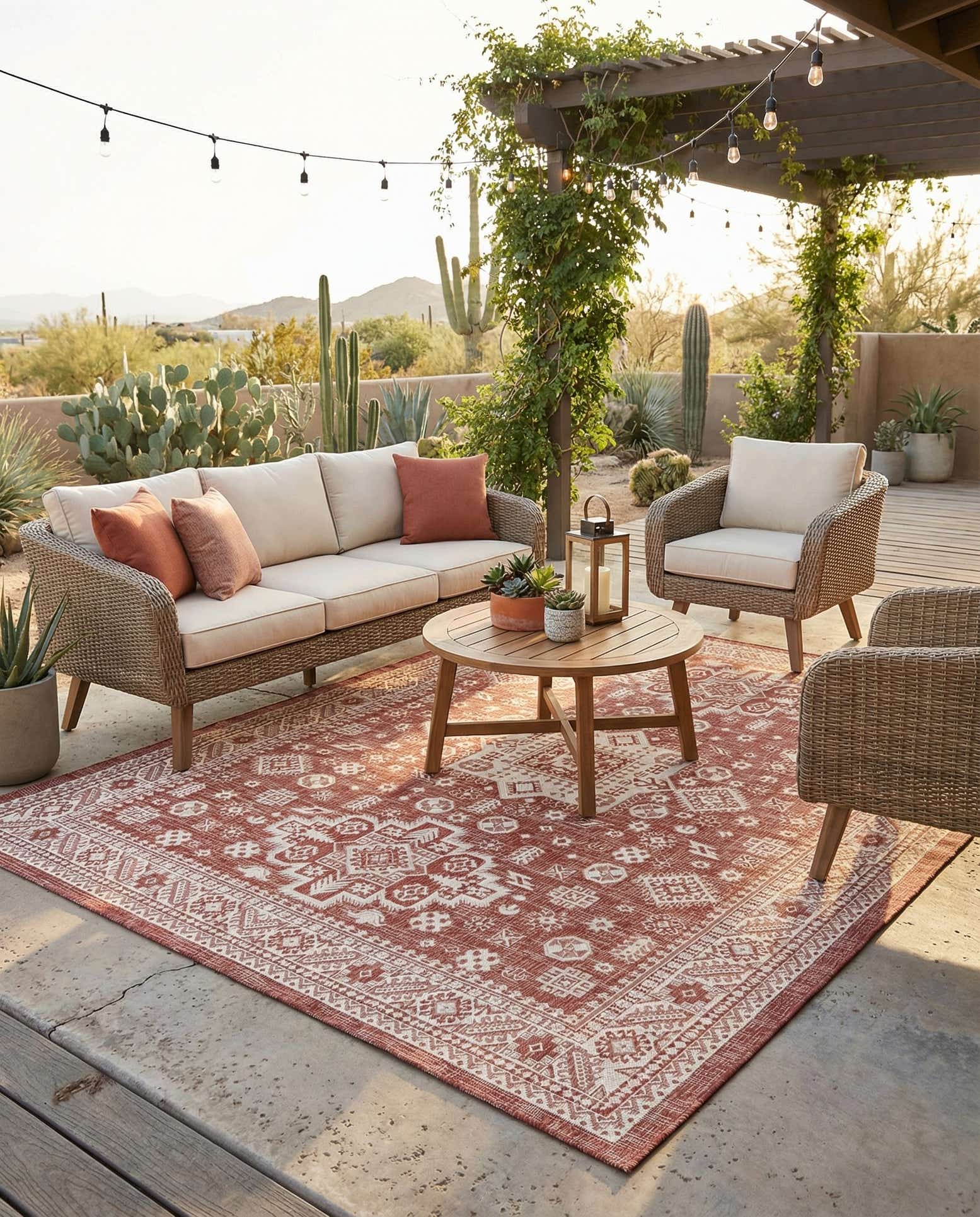 9' x 12' Easy-Clean Aztec Indoor / Outdoor Rug