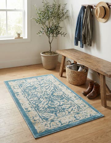 Teal Dahlia Rug