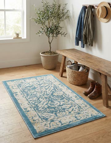 Teal Dahlia Rug