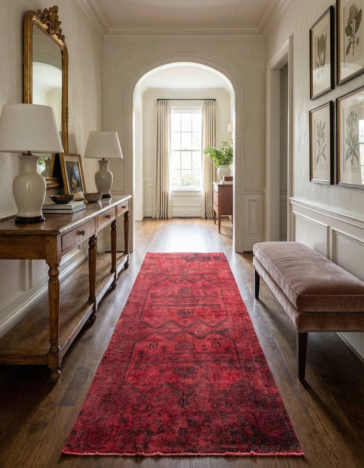 Detail image of 3' 9 x 9'  Hand Knotted Ultra Vintage Persian Wool Runner Rug