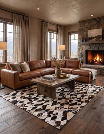 5' 7 x 8' Cowhide Stocks Rug