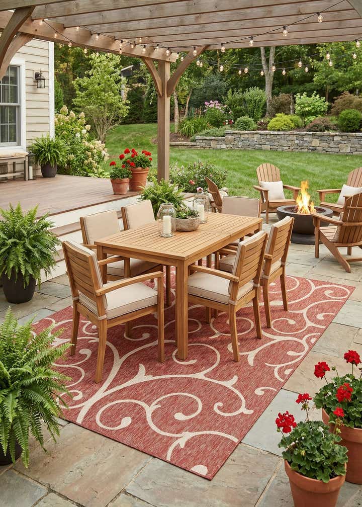 9' x 12' Easy-Clean Botanical Indoor / Outdoor Rug