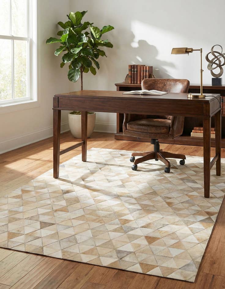 Detail image of  5' 2 x 8' 2 Cowhide - Patchwork Rug