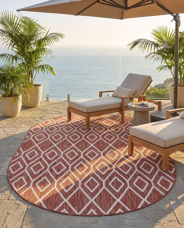 5' 3 x 8' Easy-Clean Jill Zarin Turks and Caicos Indoor / Outdoor Oval Rug