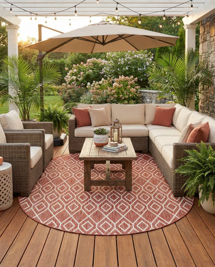 Detail image of 7' 10 x 10' Easy-Clean Jill Zarin Turks and Caicos Indoor / Outdoor Oval Rug