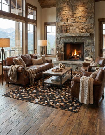 5' x 8' Cowhide Leather Rug