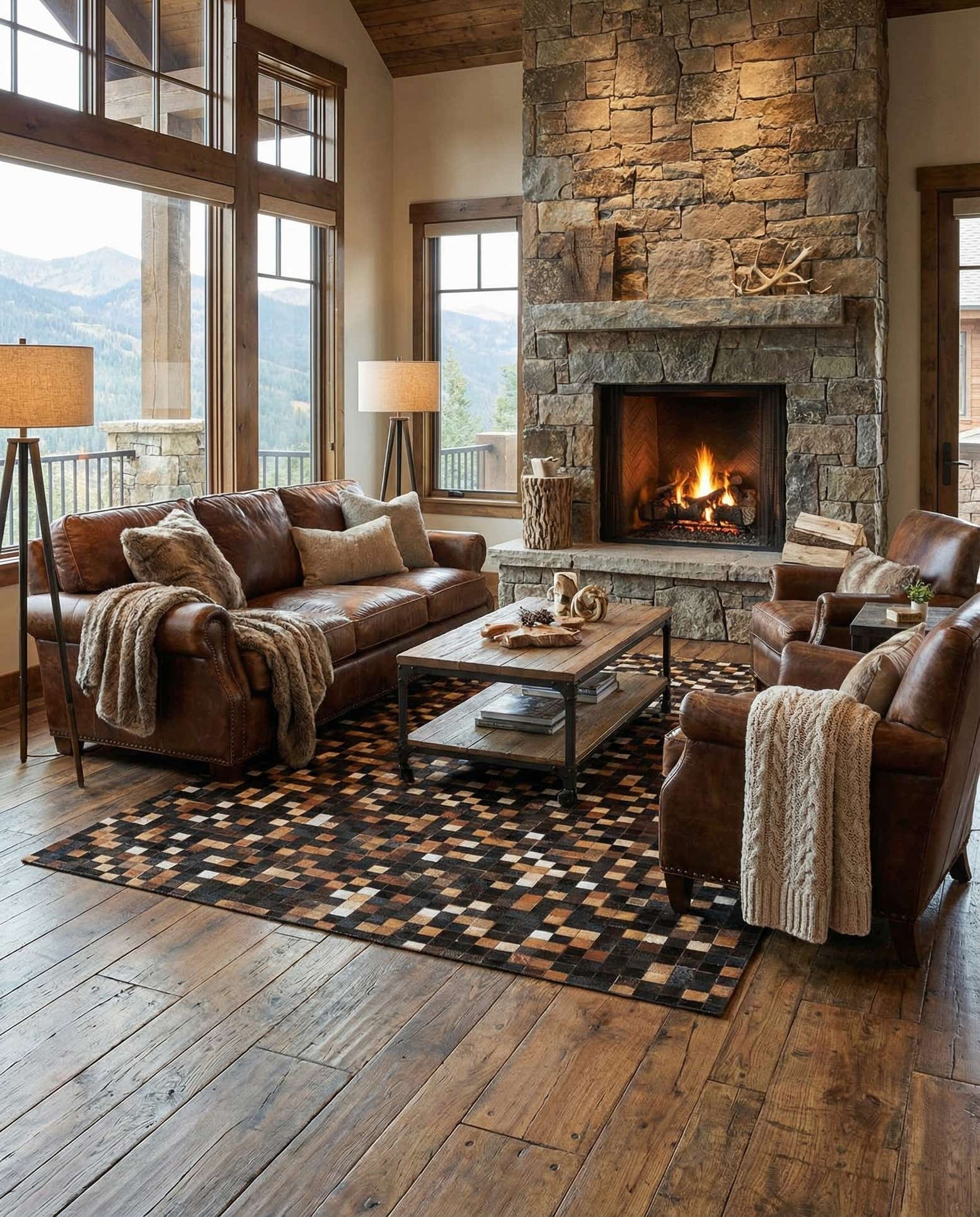 5' x 8' Cowhide Leather Rug