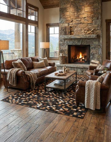 5' x 8' Cowhide Leather Rug