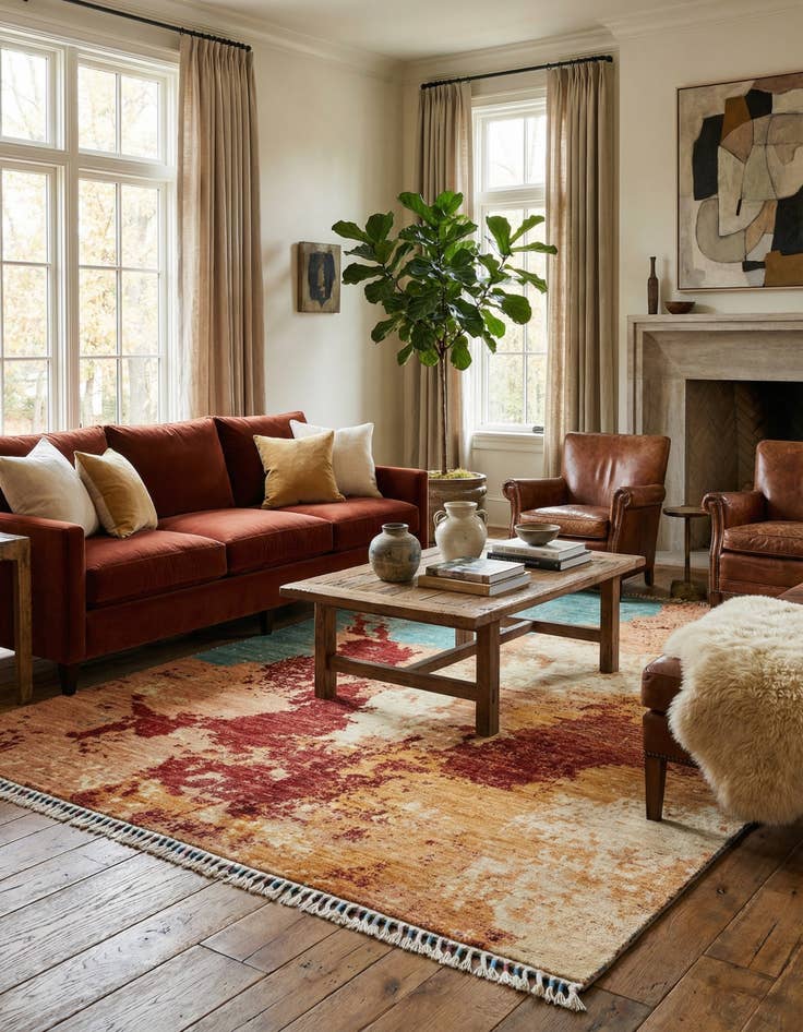 Detail image of 4' 10 x 6' 8 Rubin Wool Rug