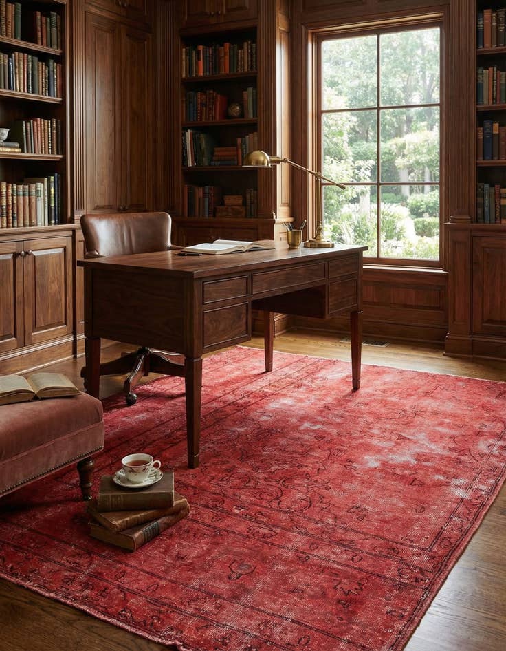 Detail image of 4' 5 x 6'  Hand Knotted Ultra Vintage Persian Wool Rug