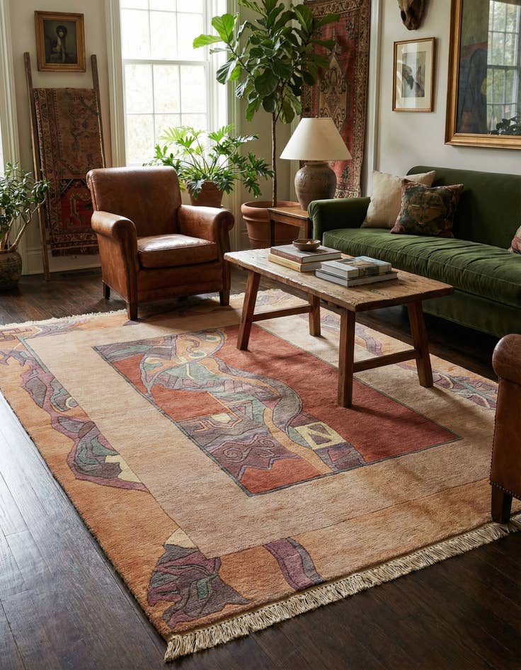 Detail image of 5' 9 x 8' Hand Knotted Tibet Wool Rug