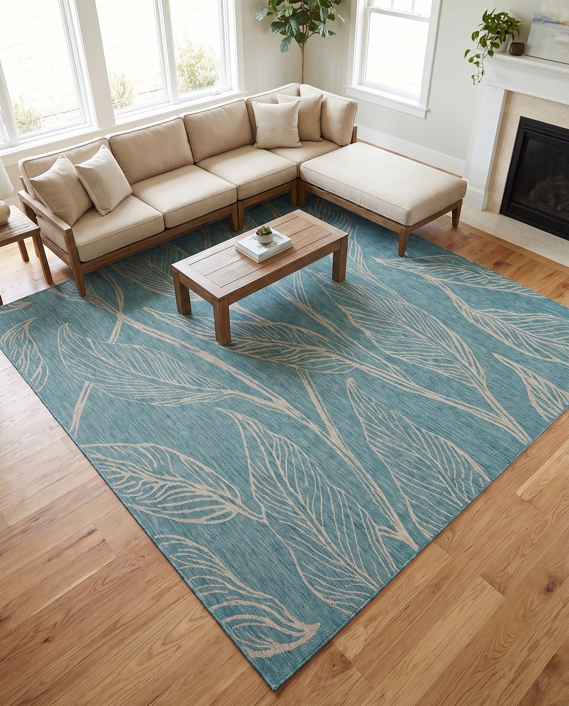 325cm x 325cm Easy-Clean Botanical Indoor / Outdoor Square Rug
