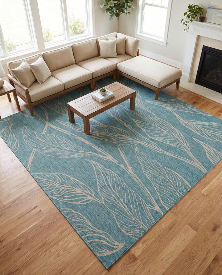325cm x 325cm Easy-Clean Botanical Indoor / Outdoor Square Rug