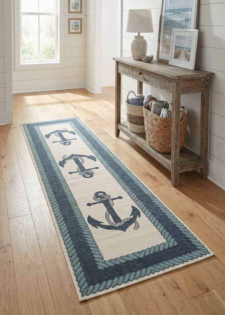 2' 7 x 10' Easy-Clean Coastal Indoor / Outdoor Runner Rug