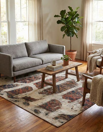 6' 6 x 7' Hand Knotted Ultra Vintage Persian Wool Square Rug