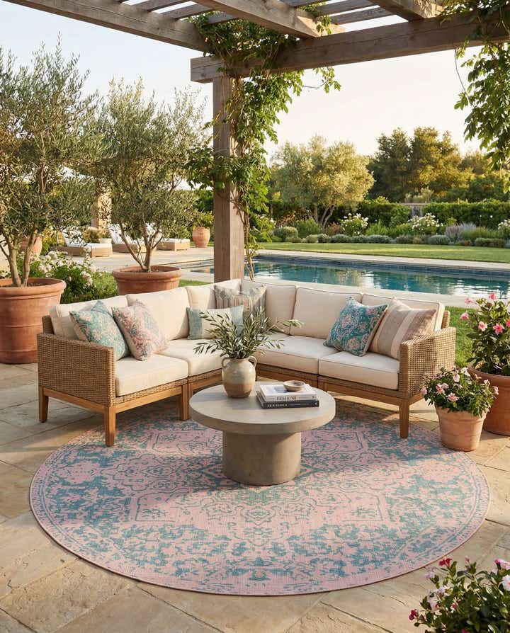 10' 8 x 10' 8 Easy-Clean Jill Zarin Dubai Indoor / Outdoor Round Rug