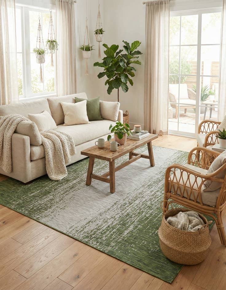 Detail image of  7' x 10'  Washable Modern Indoor / Outdoor Rug