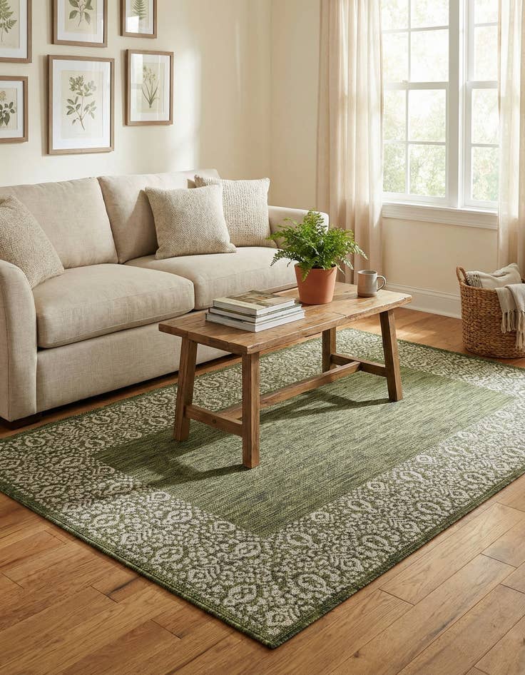 Detail image of 4' x 6'  Washable Border Indoor / Outdoor Rug