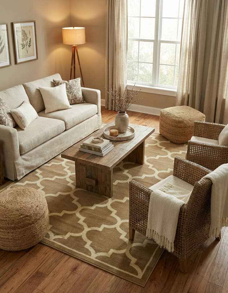 Detail image of  5' 3 x 7' 2 Lattice Rug