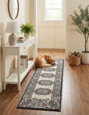 Ivory Eco Traditional Runner Rug