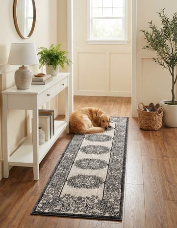Ivory Eco Traditional Runner Rug