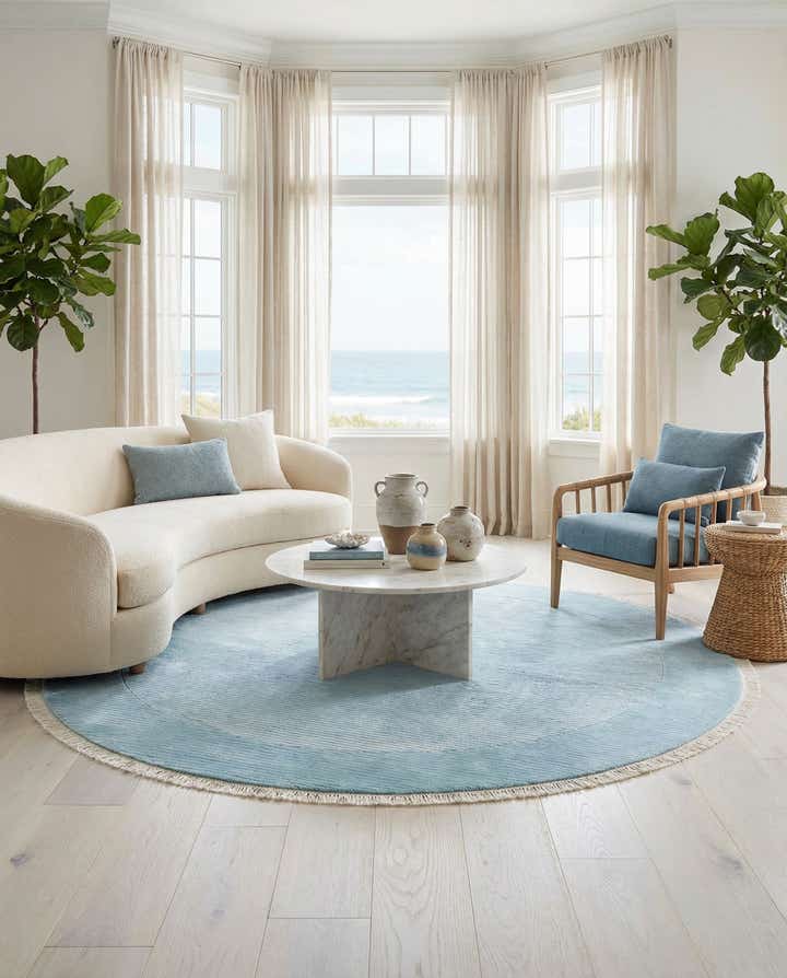 6' 8 x 6' 8 Hand Knotted Darya Wool Round Rug
