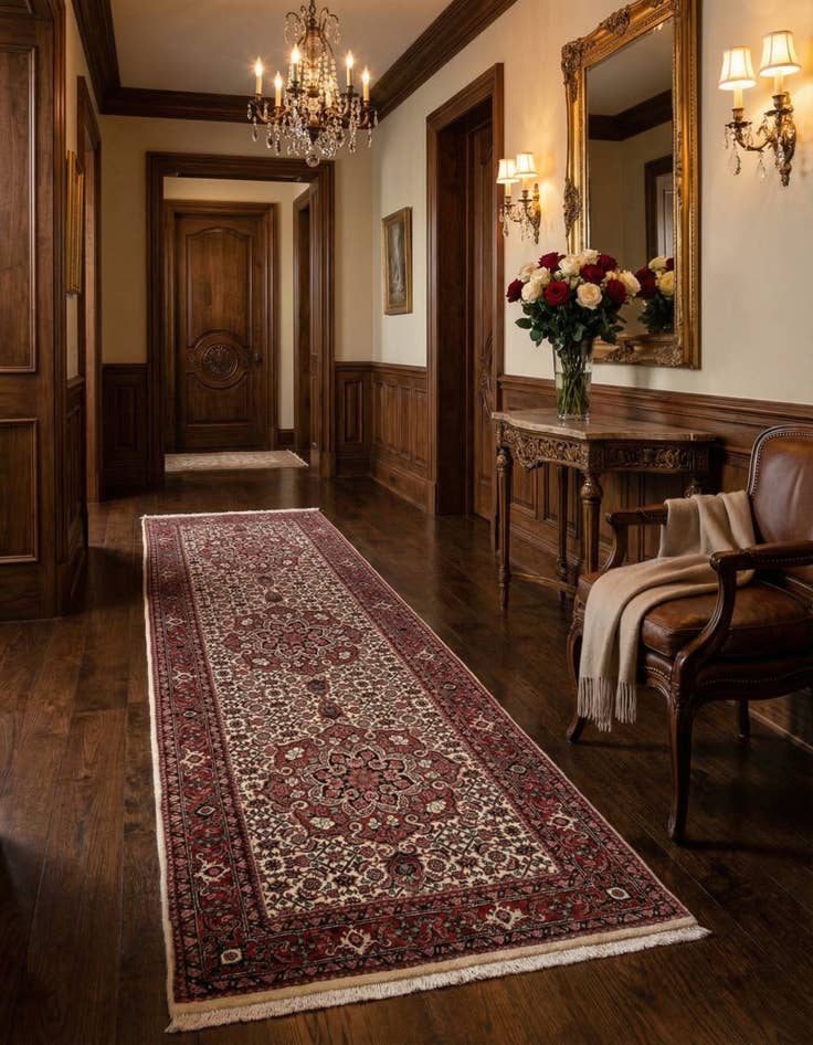 Detail image of 2' 6 x 6' 11 Bidjar With Silk Runner Rug