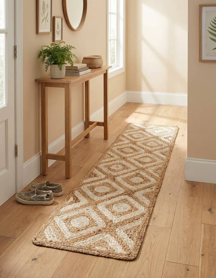 Detail image of 1' 2 x 5' 1  Hand Braided Jute Table Runner Rug