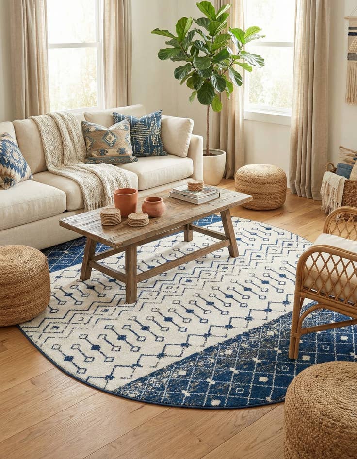 Detail image of 7' 10 x 10' Moroccan Trellis Oval Rug