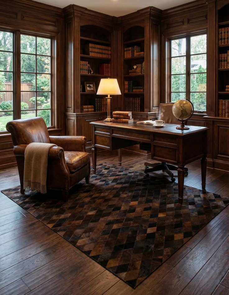 Detail image of 5' x 7' 11 Cowhide Stocks Rug