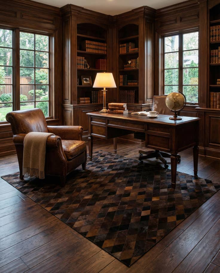 Detail image of 5' x 7' 11 Cowhide Stocks Rug