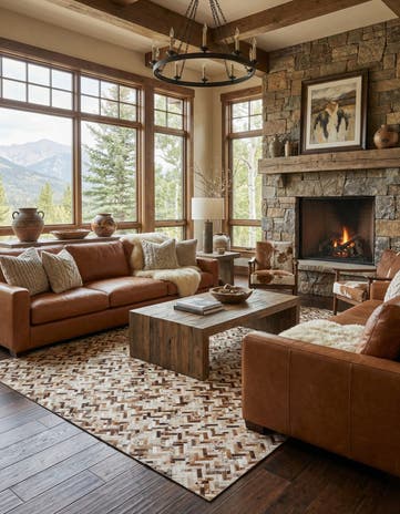 7' 9 x 9' 6 Cowhide Leather Rug