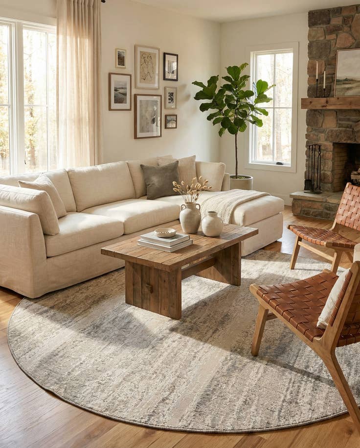 Detail image of 10' x 10' Easy-Clean Modern Indoor / Outdoor Round Rug