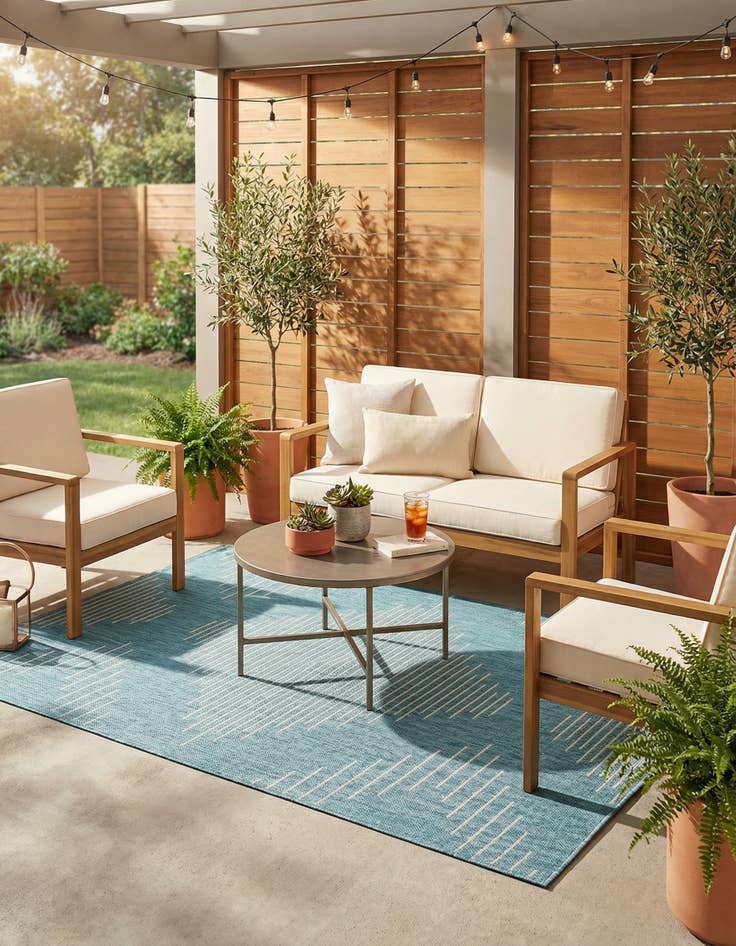 Detail image of 4' x 6'  Washable Modern Indoor / Outdoor Rug