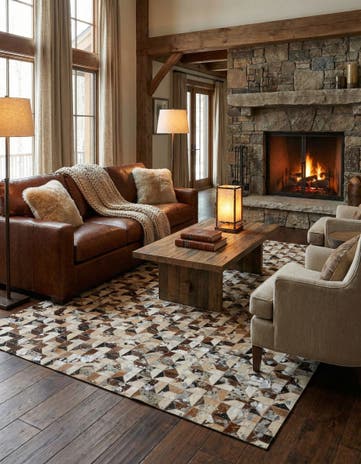 5' 1 x 8' Cowhide - Patchwork Rug