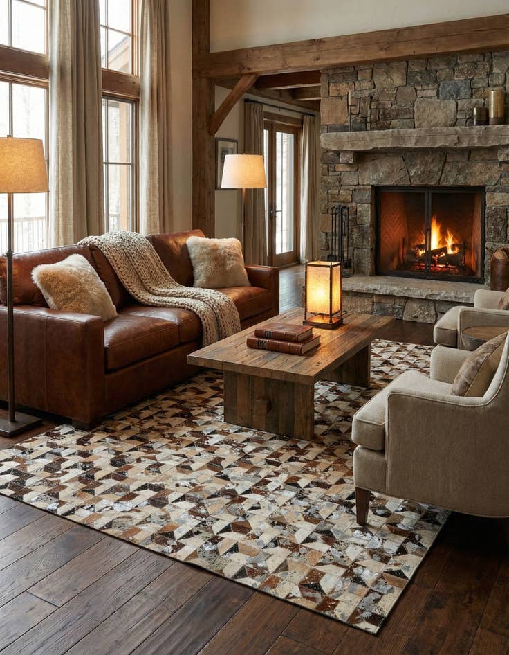 Detail image of 5' 1 x 8' Cowhide - Patchwork Rug