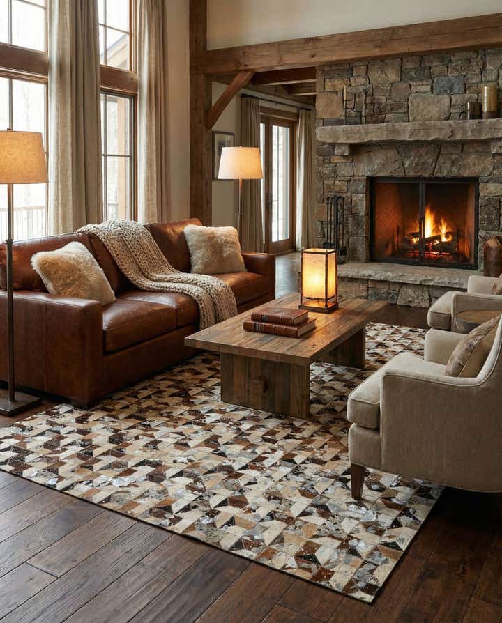 5' 1 x 8' Cowhide - Patchwork Rug