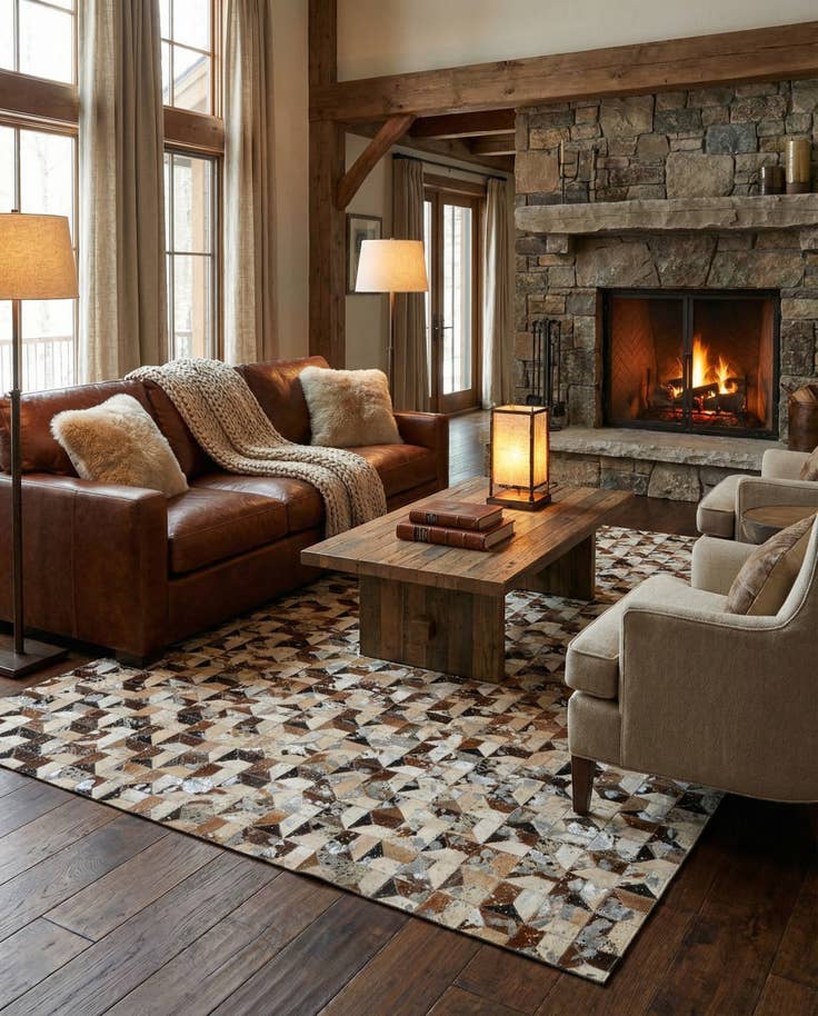 Detail image of 5' 1 x 8' Cowhide - Patchwork Rug