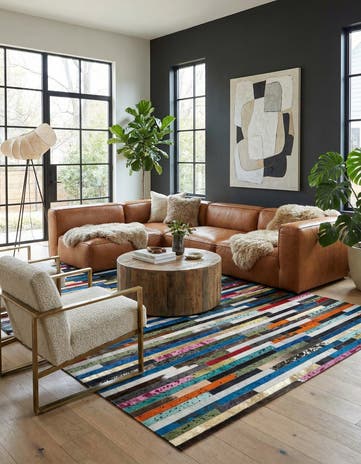 5' 1 x 8' 2 Cowhide - Patchwork Rug