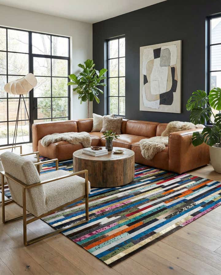 5' 1 x 8' 2 Cowhide - Patchwork Rug