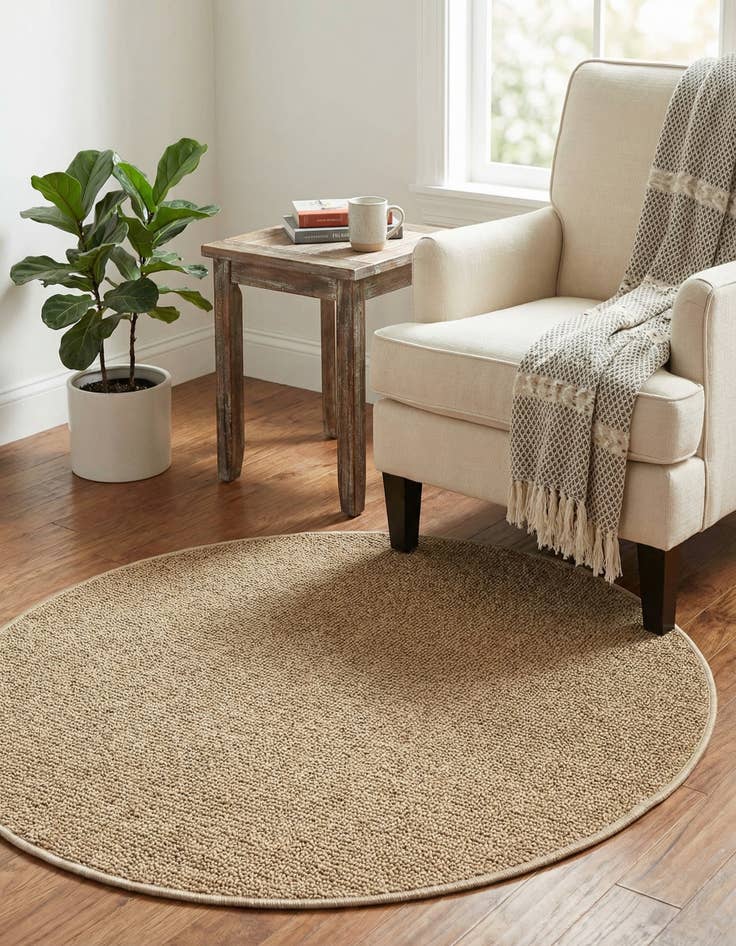 Detail image of  3' 1 x 3' 1  Washable Solid Indoor / Outdoor Round Rug