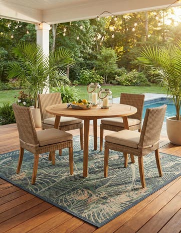 Blue Easy-Clean Baja Indoor / Outdoor Square Rug