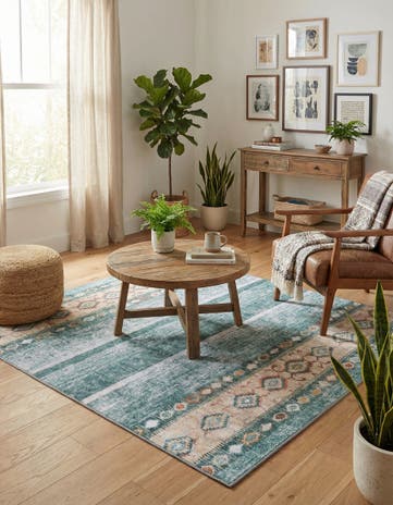 5' x 5' Washable Timeless Square Rug