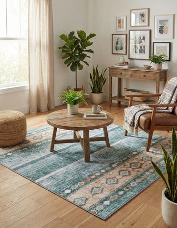 5' x 5' Washable Timeless Square Rug