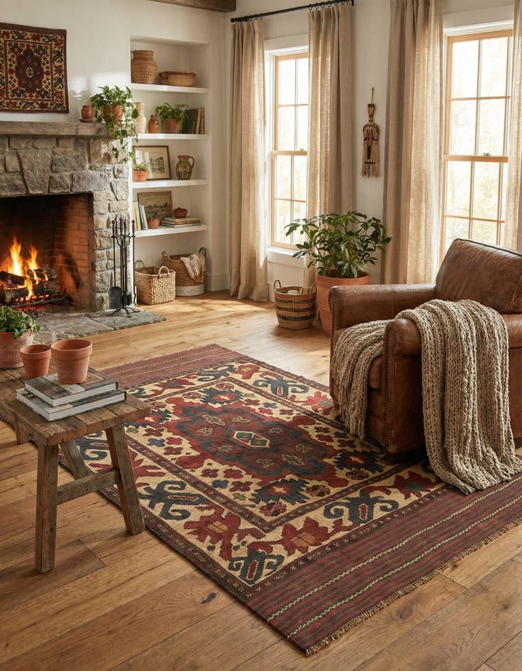 Detail image of 3' 10 x 6'  Hand Knotted Sumak Wool Rug