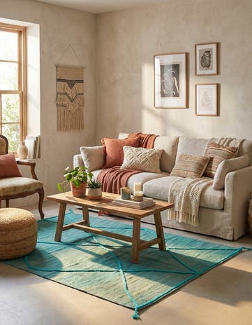 4' 3 x 5' 10 Hand Knotted Moroccan Wool Rug