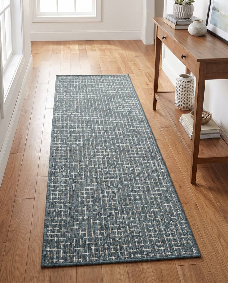 Detail image of 2' x 6' Easy-Clean Checkered Indoor / Outdoor Runner Rug
