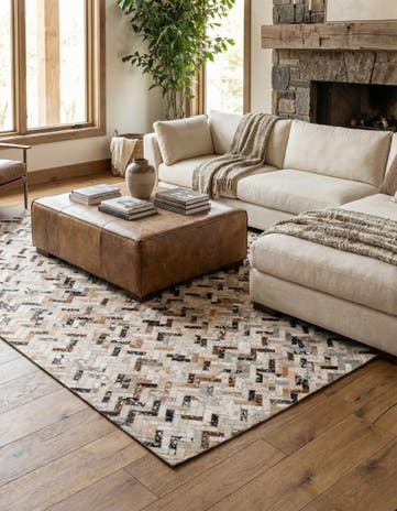 5' 3 x 7' 5 Cowhide Stocks Rug