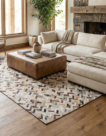 5' 3 x 7' 5 Cowhide Stocks Rug